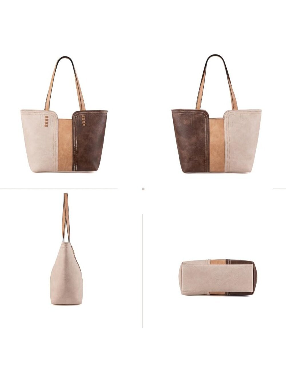 Women's Three Chocolate Vegan Leather Classy Look West Tote Handle Satchel Purse - Picture 6 of 6